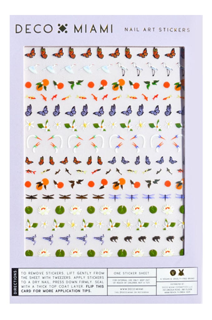Nail Art Stickers - Lily Pond - Noctex - Deco Miami butterfly, california, citrus, crane, Cruelty free, dragon fly, Faire, fruit, gold fish, heron, lily pad, lily pond, Made in USA/Canada, na