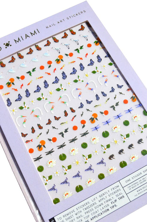 Nail Art Stickers - Lily Pond - Noctex - Deco Miami butterfly, california, citrus, crane, Cruelty free, dragon fly, Faire, fruit, gold fish, heron, lily pad, lily pond, Made in USA/Canada, na