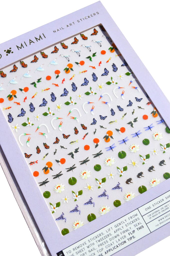 Nail Art Stickers - Lily Pond - Noctex - Deco Miami butterfly, california, citrus, crane, Cruelty free, dragon fly, Faire, fruit, gold fish, heron, lily pad, lily pond, Made in USA/Canada, na