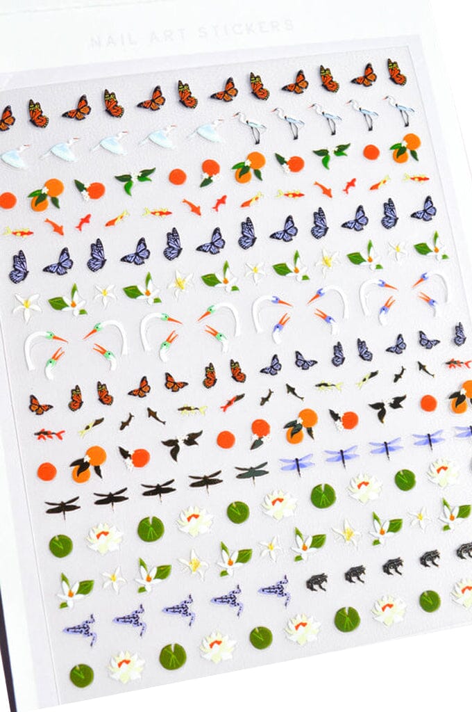 Nail Art Stickers - Lily Pond - Noctex - Deco Miami butterfly, california, citrus, crane, Cruelty free, dragon fly, Faire, fruit, gold fish, heron, lily pad, lily pond, Made in USA/Canada, na