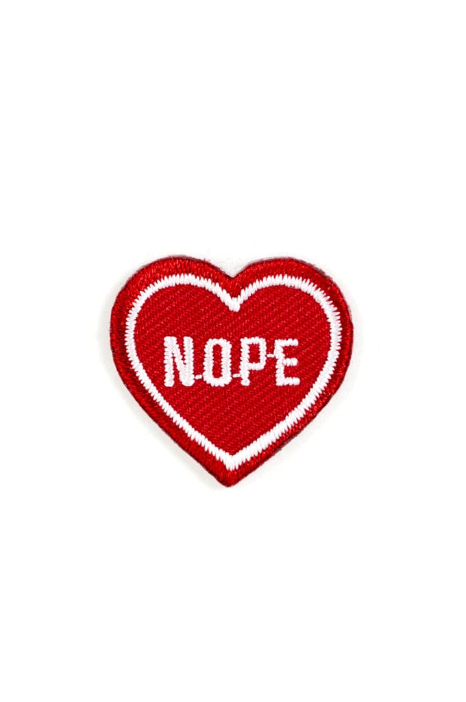 Nope Heart Embroidered Sticker Patch (1" wide) - Noctex - These Are Things Faire Patches