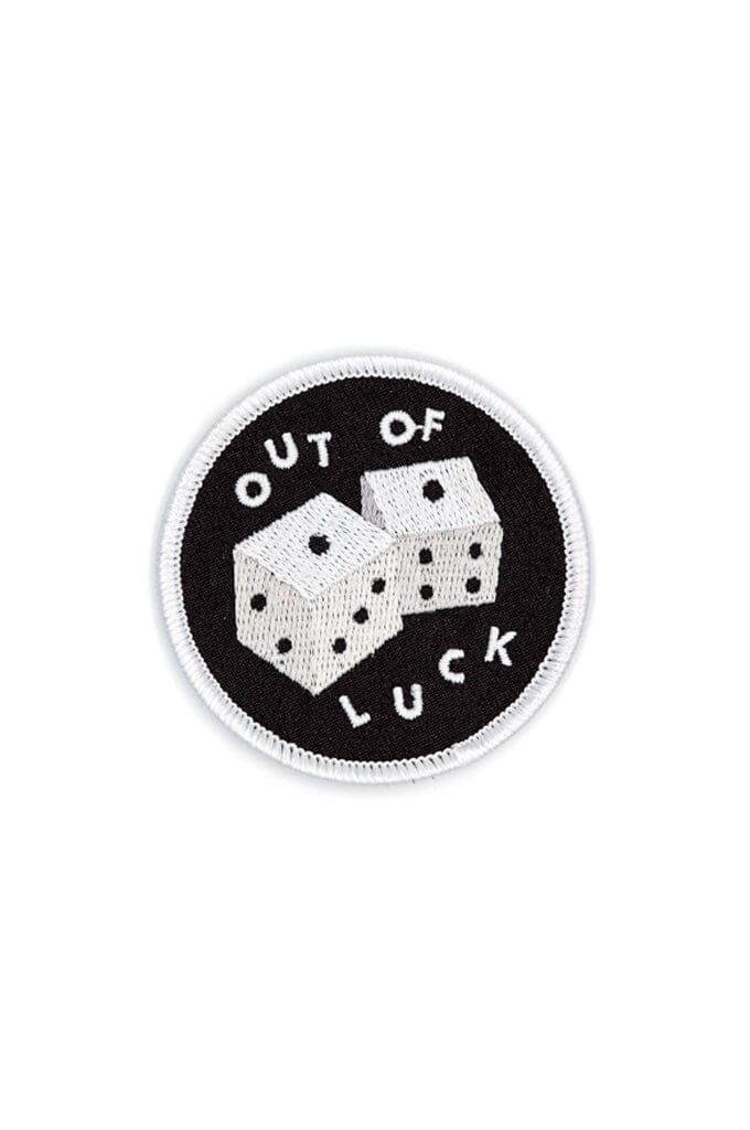 Out Of Luck Embroidered Iron-On Patch (2.5" wide) - Noctex - These Are Things Faire Patches