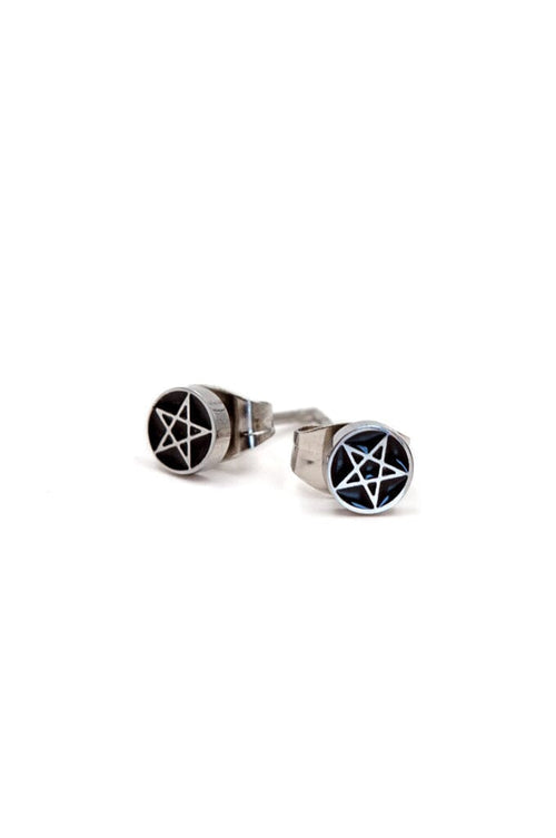 Pentagram Micro Stud Earrings - Noctex - These Are Things california, Faire, goth clothing, occult, piercings, punk, silver earrings, wiccan Earrings
