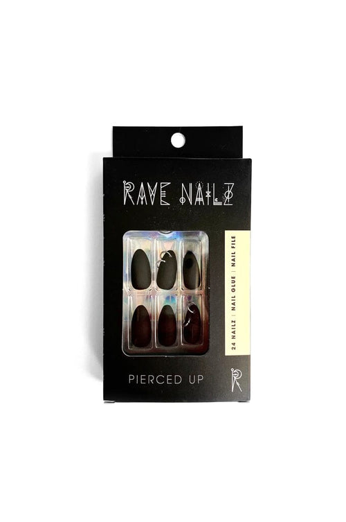 Pierced Up - Press On Nails - Noctex - Rave Nailz Black, black nails, california, Faire, nails, punk Nails