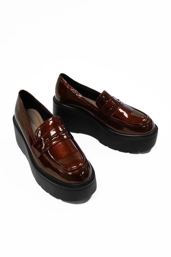 PJ Burdgundy Platform Loafers FOOTWEAR Stella Shoes 