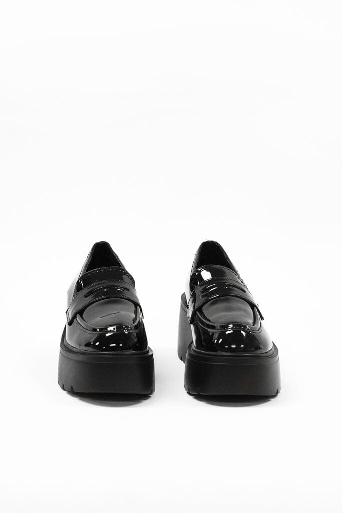 PJ Black Patent Platform Loafers FOOTWEAR Stella Shoes 
