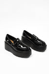 PJ Black Patent Platform Loafers FOOTWEAR Stella Shoes 