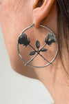 Sephira Rose Hoop Earrings - Noctex - Mysticum Luna 2022, Accessories, accessory, california, Crossed Roses Alt Goth Hoops, Faire, rose, roses Earrings