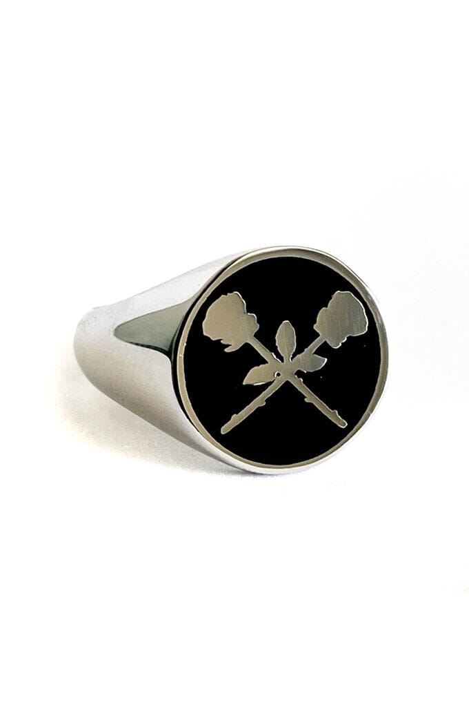 Sephira Signet Rose Ring - Noctex - Mysticum Luna 2022, Accessories, accessory, california, Crossed Roses Gothic Jewellery, Faire Rings