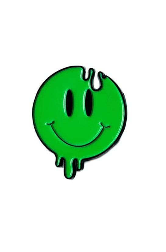 Smiley Face Pin - Noctex - Mysticum Luna 2022, Accessories, accessory, Alternative, california, Faire, Gothic Pin Badges, lime green, neon, slime Enamel Pin