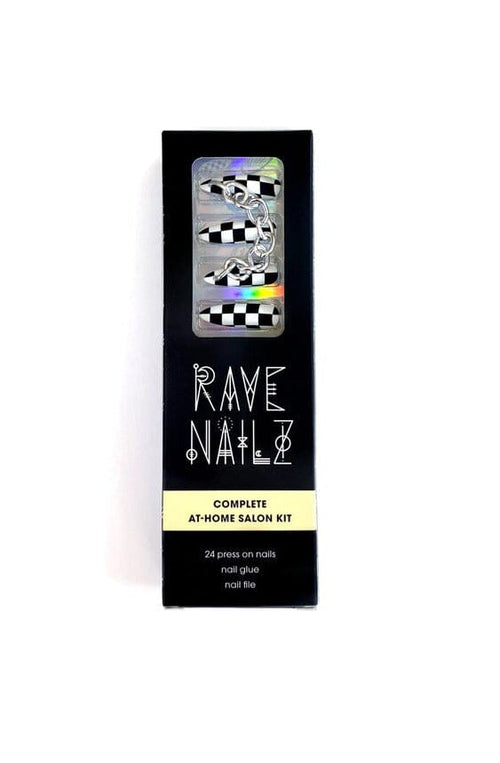 Speedway - Press On Nails - Noctex - Rave Nailz checker, checkered, checkers, Faire, punk Nails