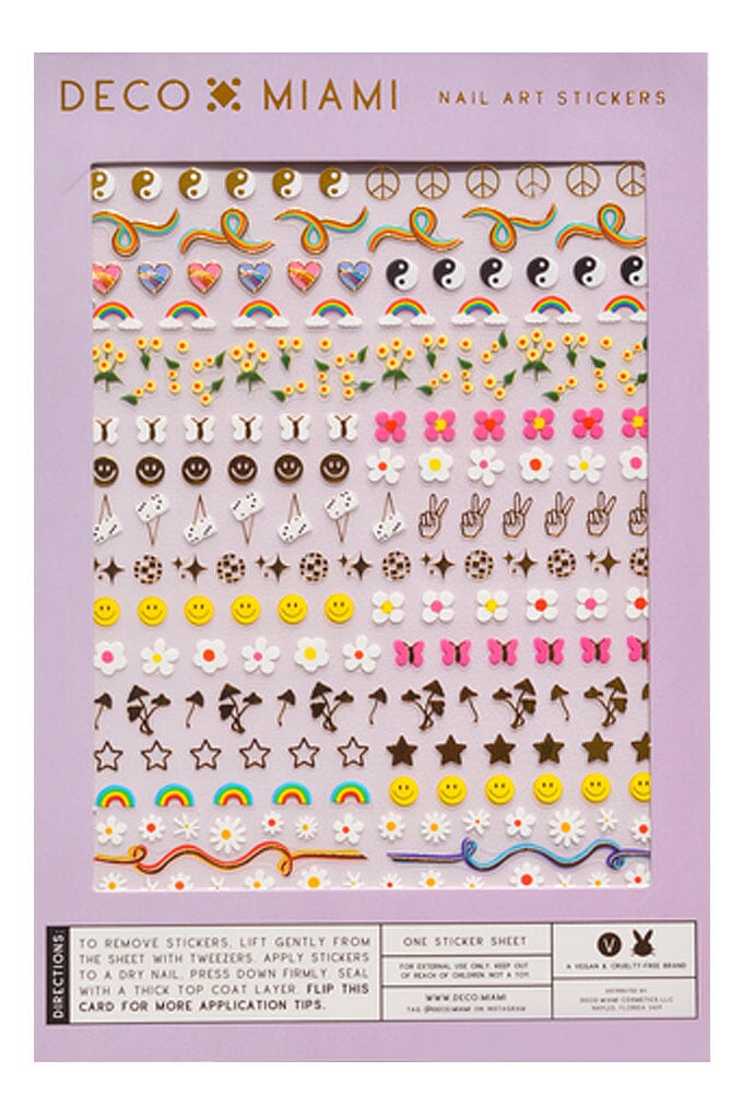 Stay Groovy - Nail Art Stickers - Noctex - Deco Miami 70s, beauty, butterfly, Cruelty free, disco ball, Faire, floral, flower, fuzzy dice, gold, hippy, Made in USA/Canada, mushroom, nails, pe