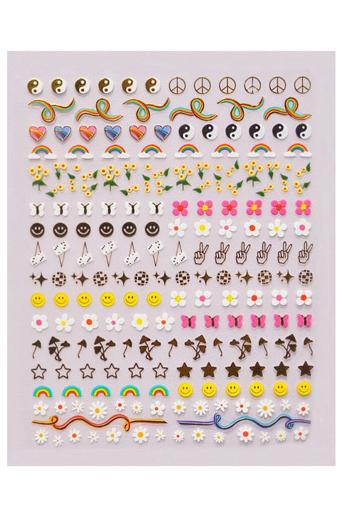 Stay Groovy - Nail Art Stickers - Noctex - Deco Miami 70s, beauty, butterfly, Cruelty free, disco ball, Faire, floral, flower, fuzzy dice, gold, hippy, Made in USA/Canada, mushroom, nails, pe