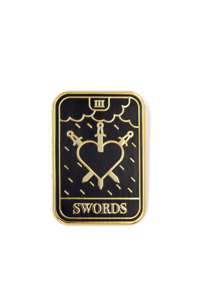Three Of Swords Tarot Enamel Pin - Noctex - These Are Things Faire, gothic Enamel Pin