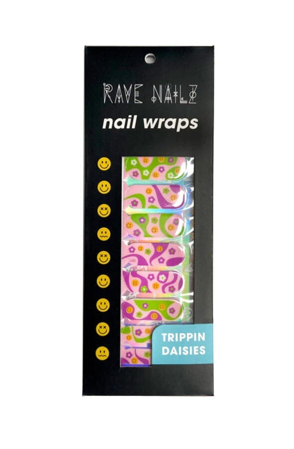 Trippin Daisies - Nail Wraps - Noctex - Rave Nailz california, daisy, diy, Faire, FLORAL, flowers, nails Nails