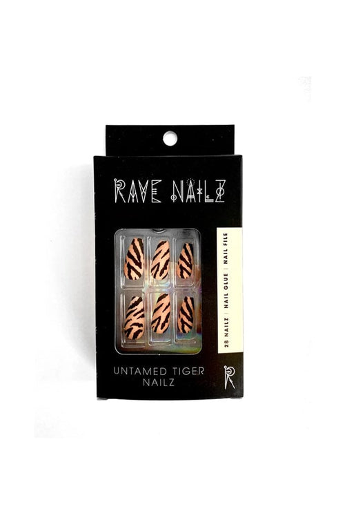 The Untamed Tiger - Press On Nails - Noctex - Rave Nailz animal print, Brown, Faire, neutral, nudes, zebra Nails