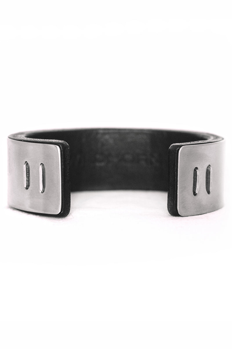 Leather And Steel Cuff 081 - Noctex - WILDHORN goth aesthetic, sale20 Bracelet
