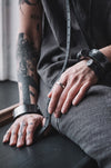 Leather And Steel Cuff 081 - Noctex - WILDHORN goth aesthetic, sale20 Bracelet