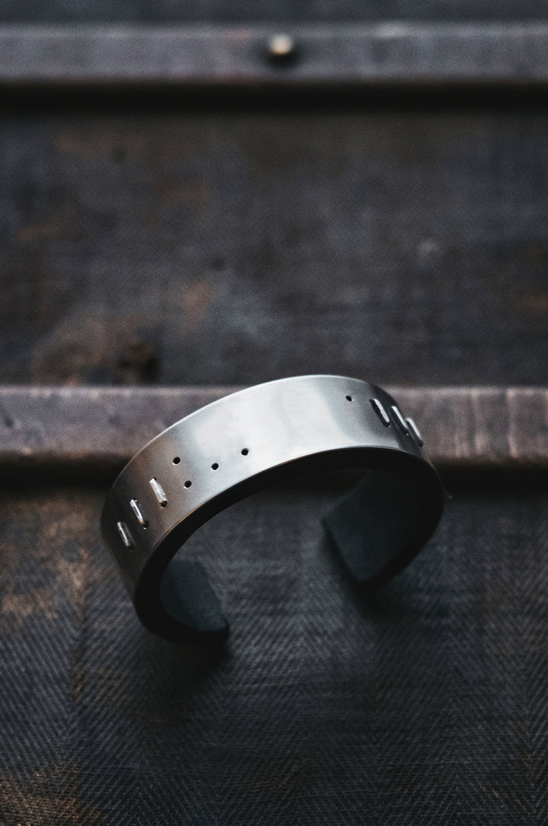 Leather And Steel Cuff 081 - Noctex - WILDHORN goth aesthetic, sale20 Bracelet