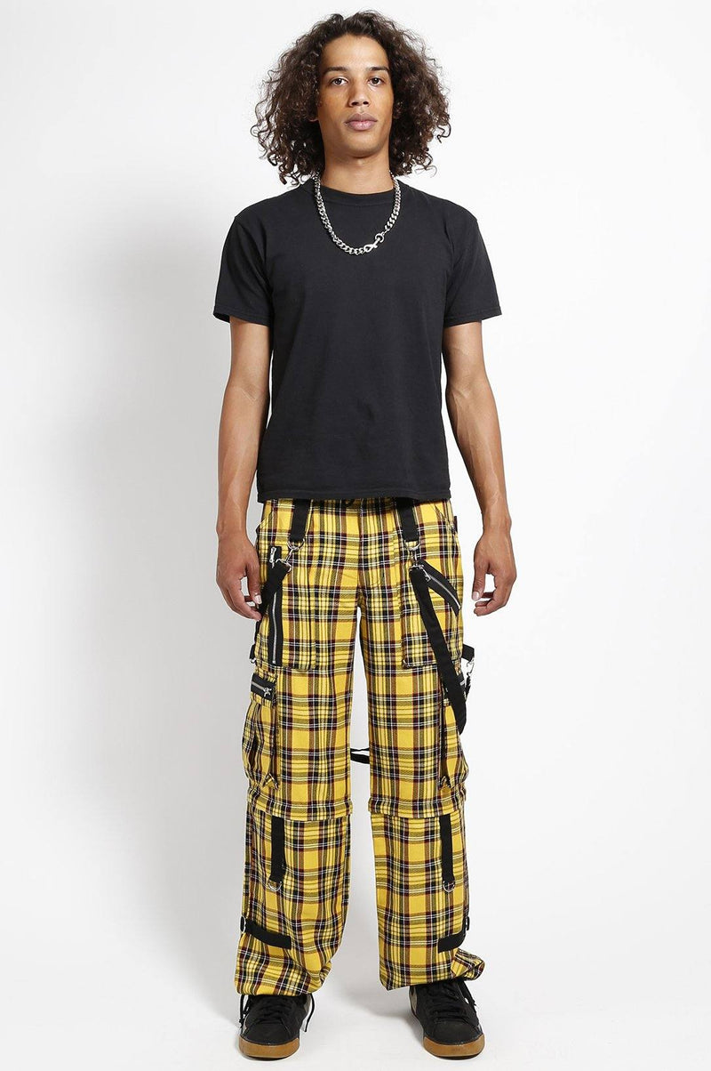 Yellow Plaid Clash Pant - Noctex - Tripp NYC california, FIND, MEDIUM, neon, punk, Tripp NYC, unisex, womens, XS Pants