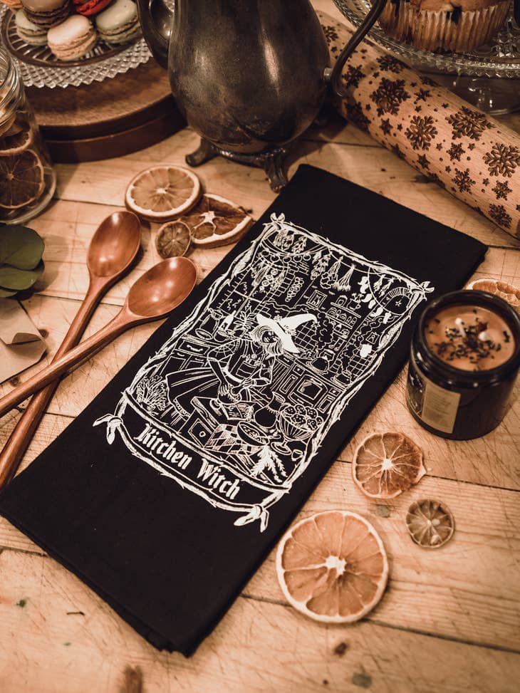 Kitchen Witch Dish Towel Home The Pretty Cult 